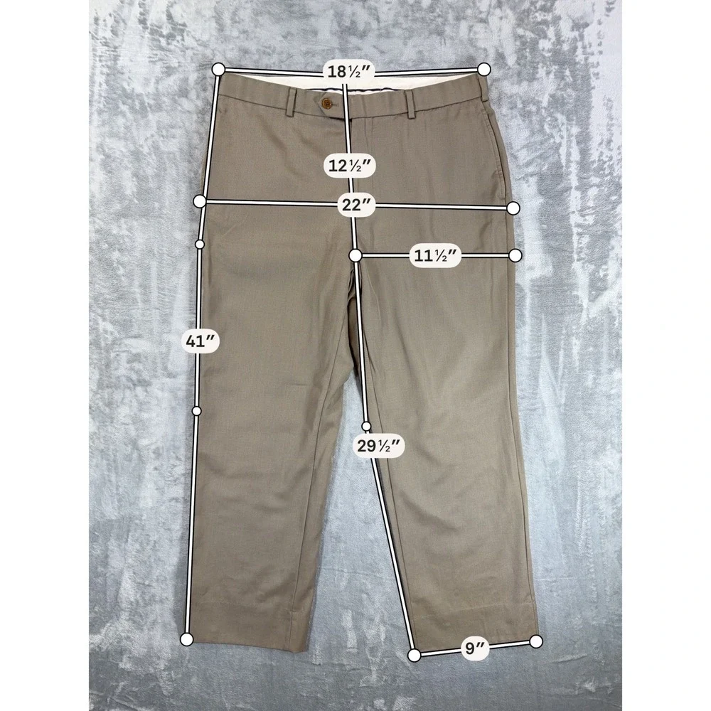 Brooks Brothers Madison Wool Dress Pants Men's Size 37x30 Tan Khaki Formal Pants